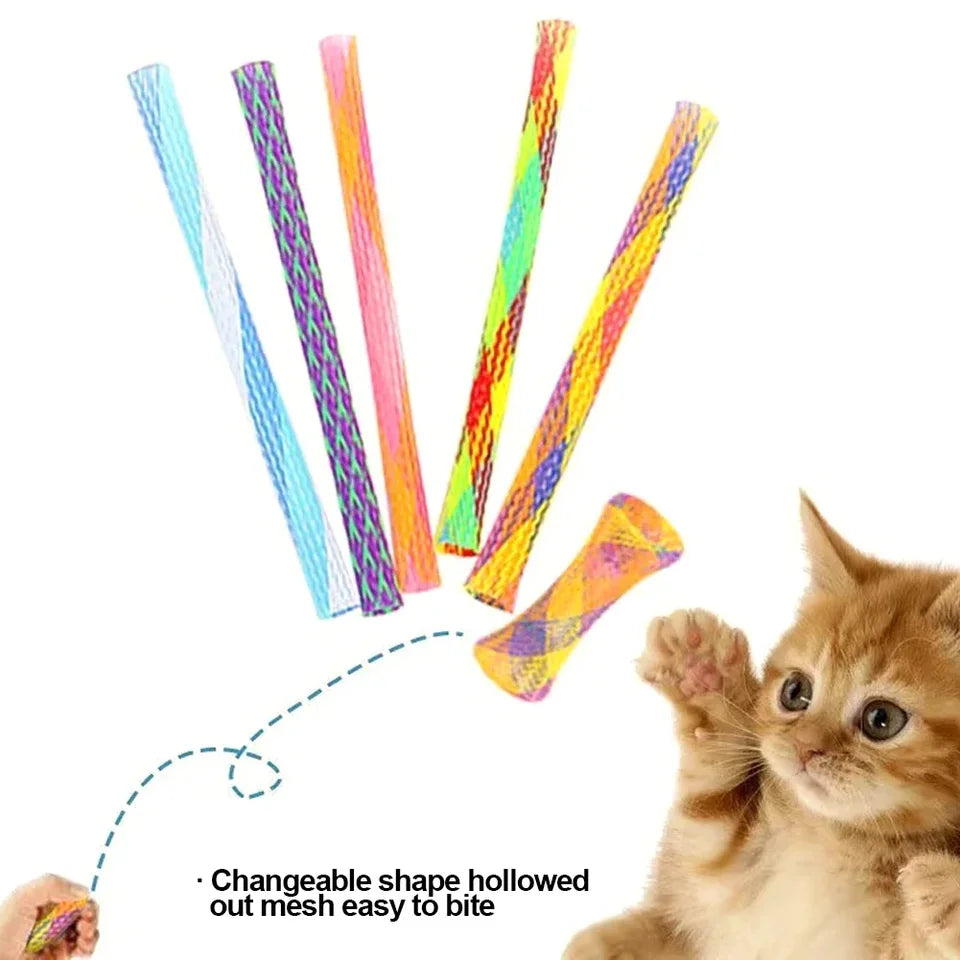 10pcs Cat Spring Toy Colorful Interactive Funny Jumping Catcting Toy Pet Telescopic Tube Flexible Spiral Spring Cat Chewing Toy