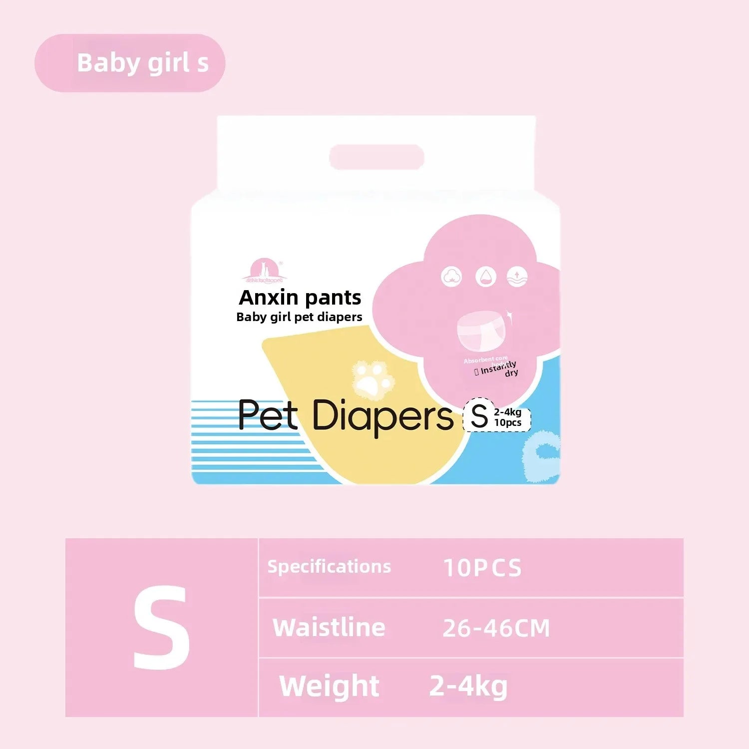 12PCS Waterproof Pet Diaper Leak-proof Design Menstrual Shorts Disposable Puppy Diaper Pants Adjustable Pet Male Dog Diapers