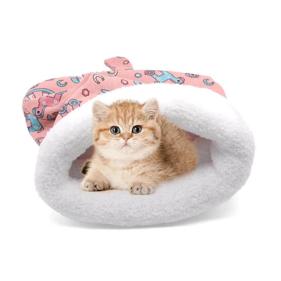 Cat Sleeping Winter Bag Soft Cuddly Fluffy Feel Thickened Pet Pocket Type Quilt Bed Kitten Puppy Soft Comfortable Warm Nest Pet
