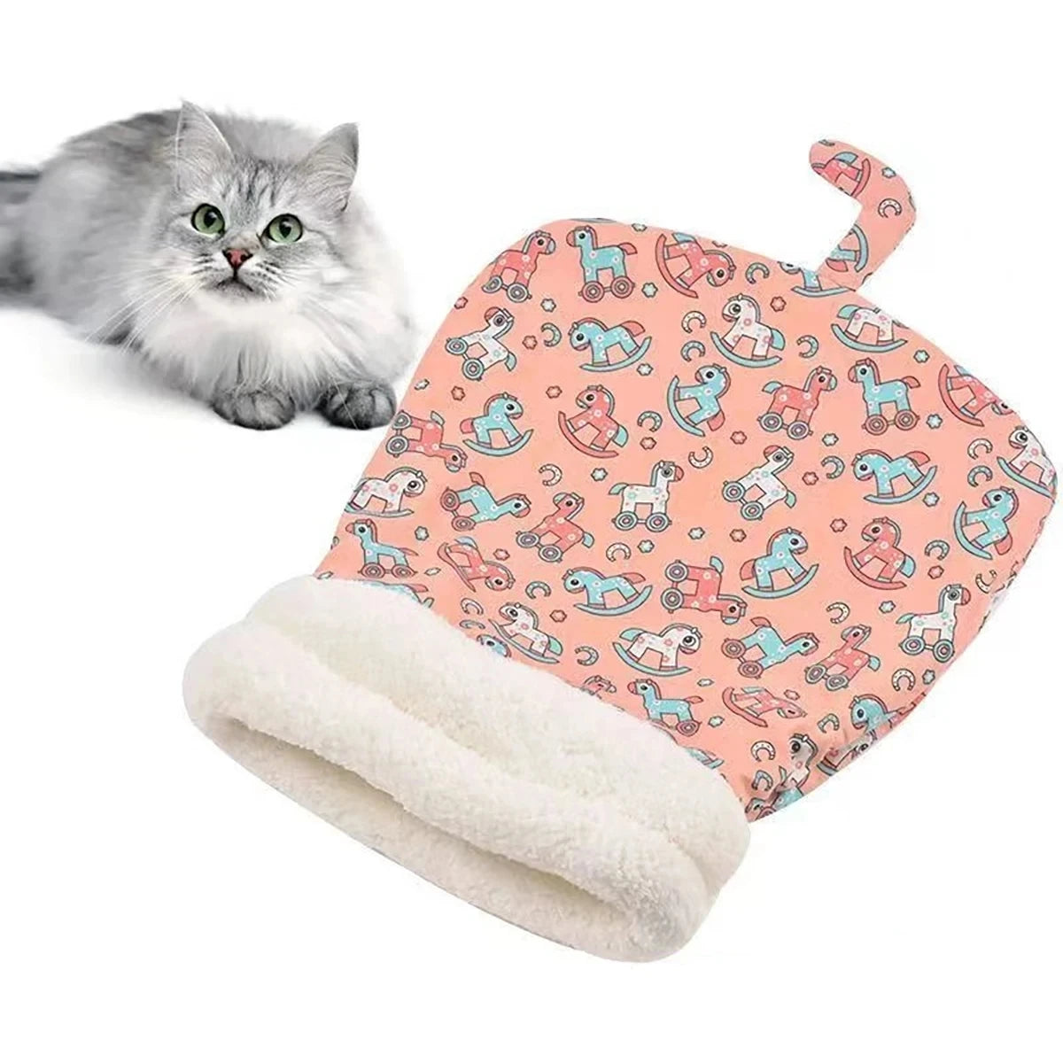 Cat Sleeping Winter Bag Soft Cuddly Fluffy Feel Thickened Pet Pocket Type Quilt Bed Kitten Puppy Soft Comfortable Warm Nest Pet