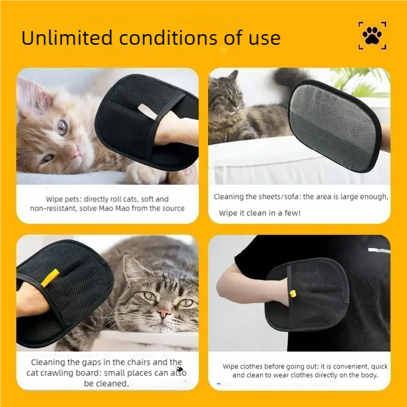Reusable Pet Hair Removal Gloves Static-Free Grooming Tools for Pets Efficient Carpet Fur Removal