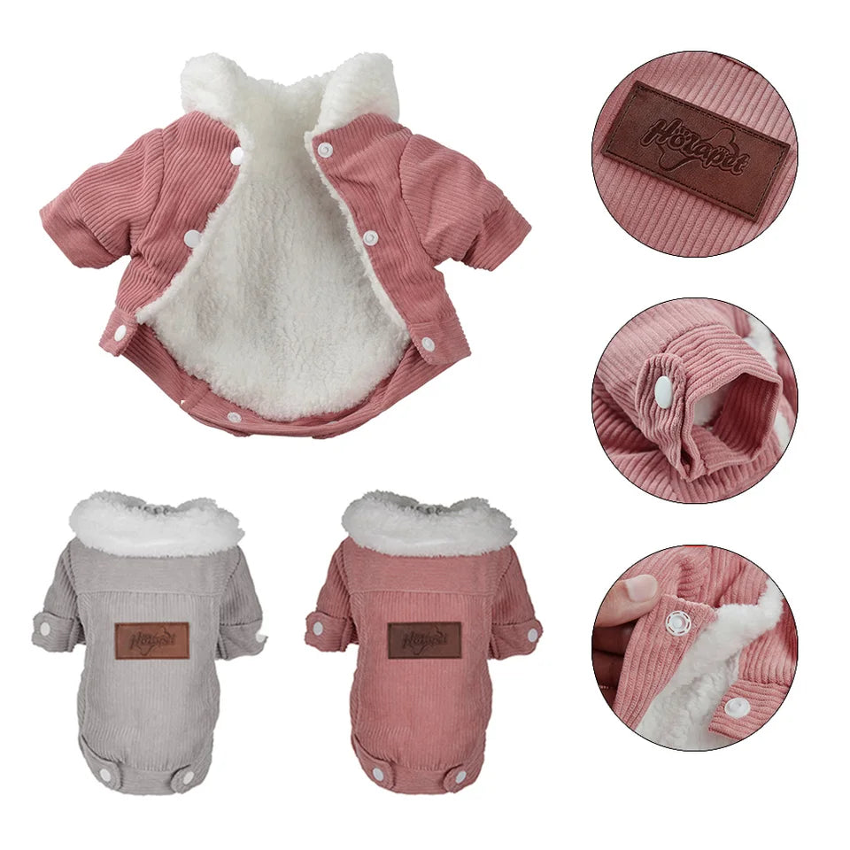 Windproof Pet Cat Clothes for Small Medium Cats Dogs Autumn Winter Cozy Thicken Fleece Kitten Striped Costume Chihuahua Outfits