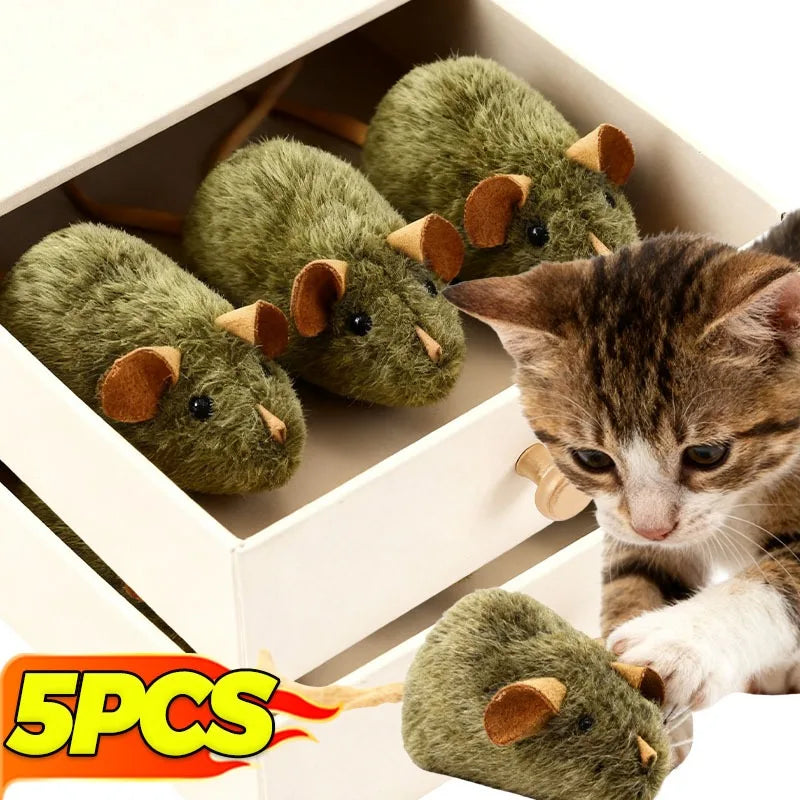 1/5pcs Interactive Mouse Plush Cat Chew Toy Squeaky Imitation Mice Bite-resistant Kitten Toy Interactive Plush Cat Toy Supplies